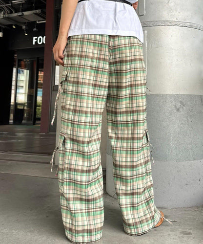 H.S格子印花貨物褲