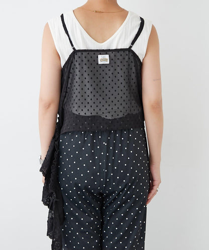 H.S不對稱荷葉邊圓點蕾絲吊帶