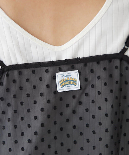 H.S不對稱荷葉邊圓點蕾絲吊帶