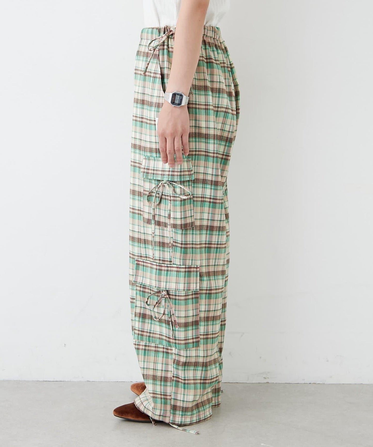 H.S格子印花貨物褲