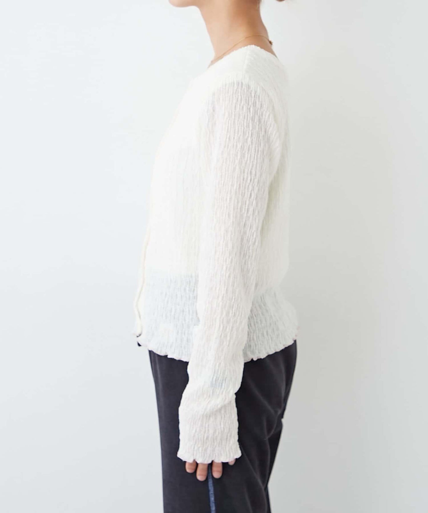 H.S格子印花氣球袖上衣套裝