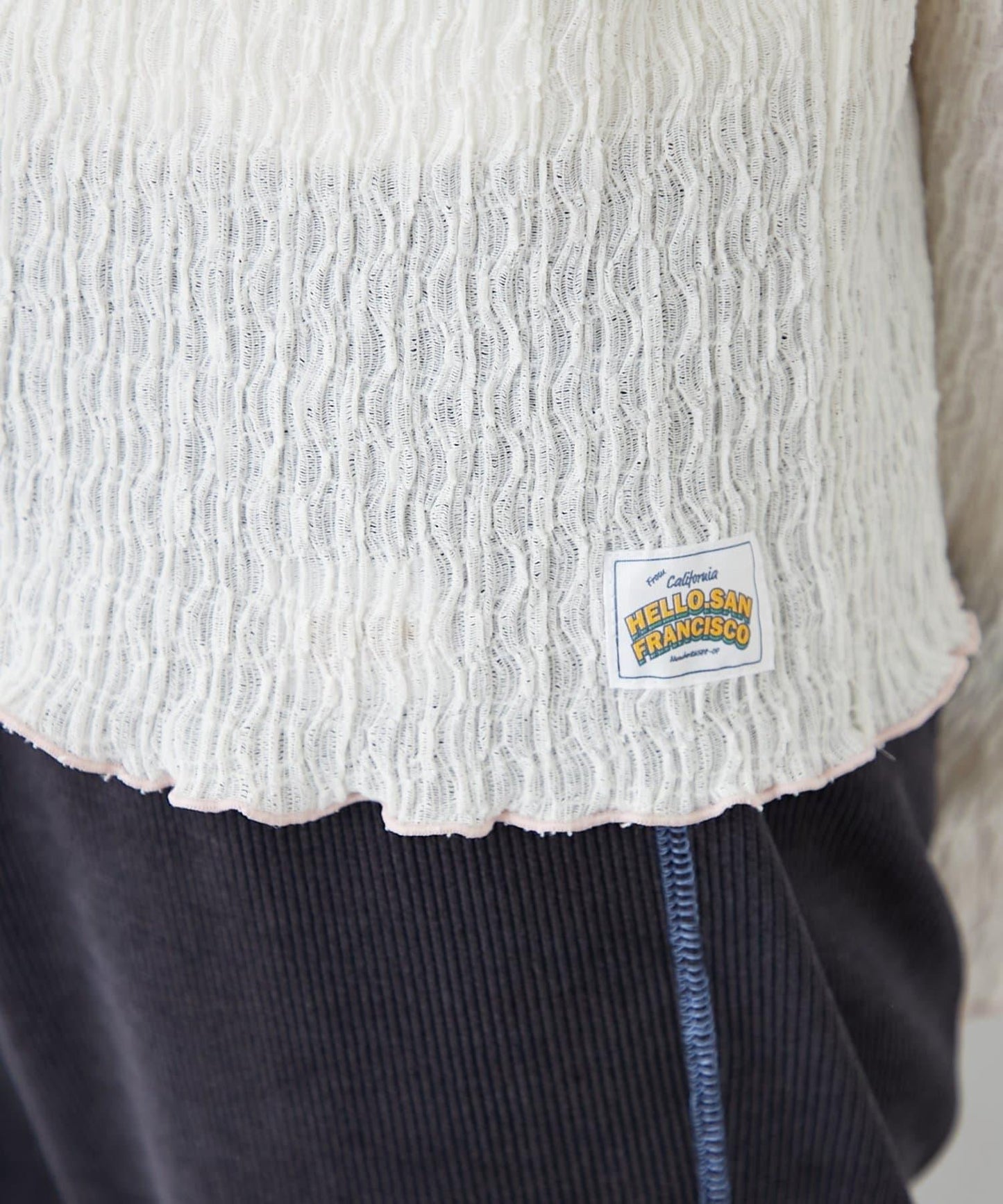 H.S格子印花氣球袖上衣套裝