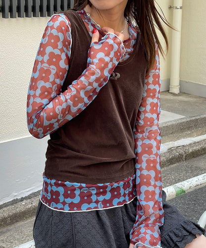【HELLO.SANFRANCISCO/哈羅舊金山】方塊花藝上衣