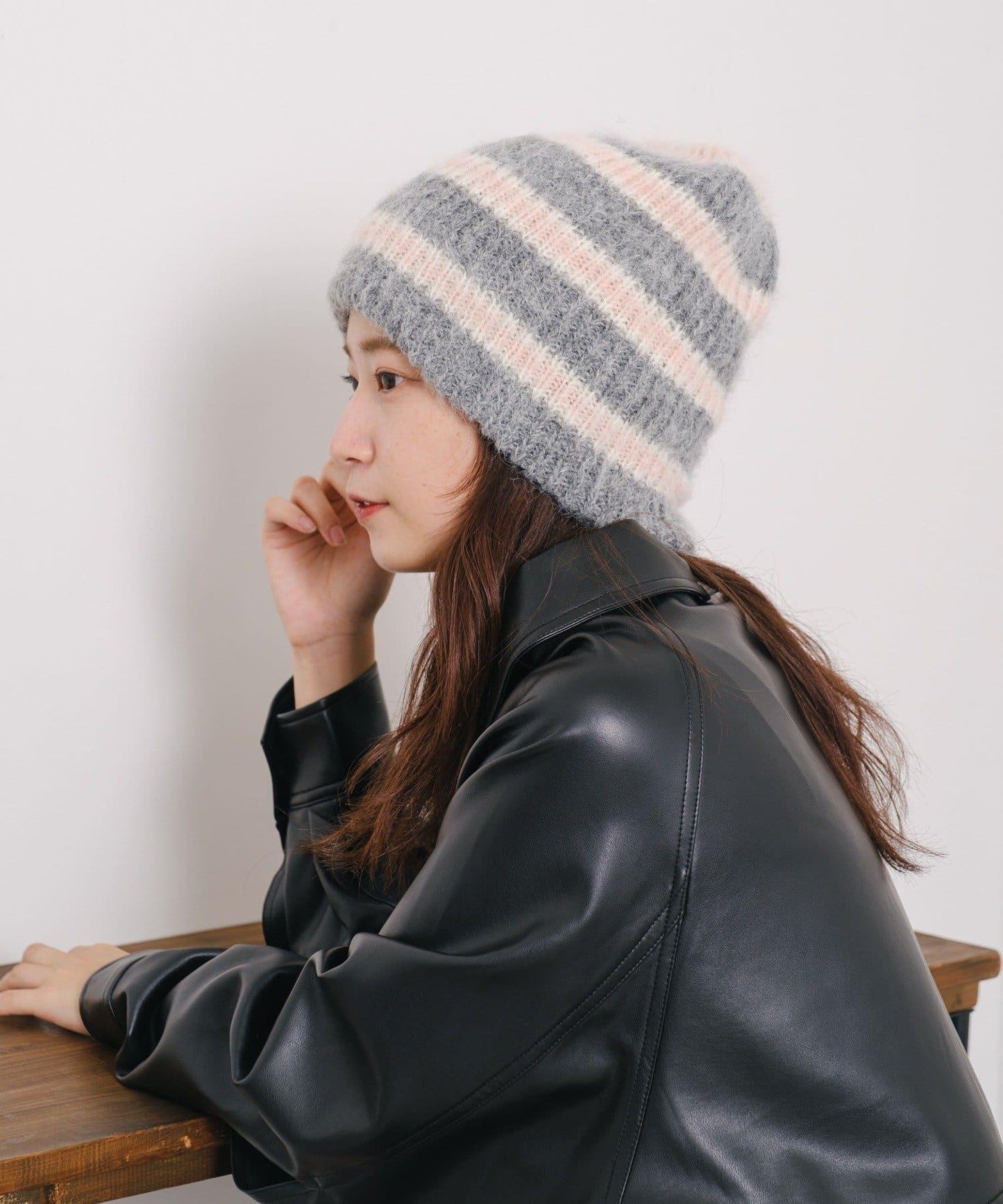 【/2025AW】條紋針織帽