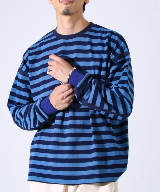 【配色線條突顯差異】條紋袖帶短袖T-shirt