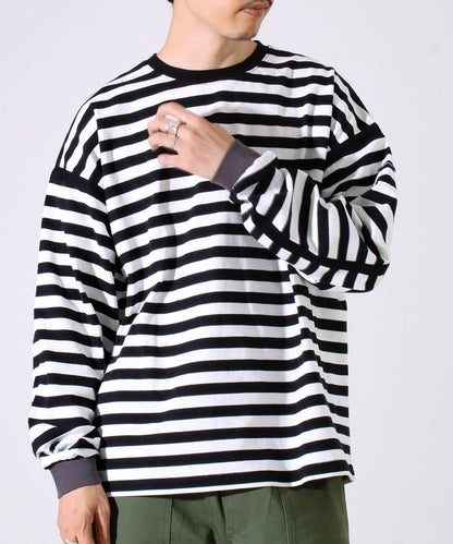 【配色線條突顯差異】條紋袖帶短袖T-shirt