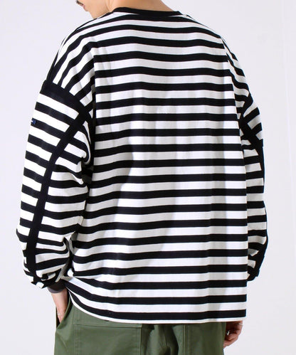 【配色線條突顯差異】條紋袖帶短袖T-shirt