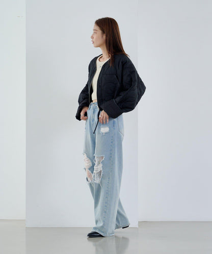 【/2025AW/可逆】拼接短款羽絨夾克