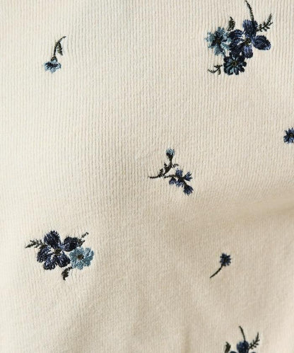 花朵刺繡圓領針織開衫