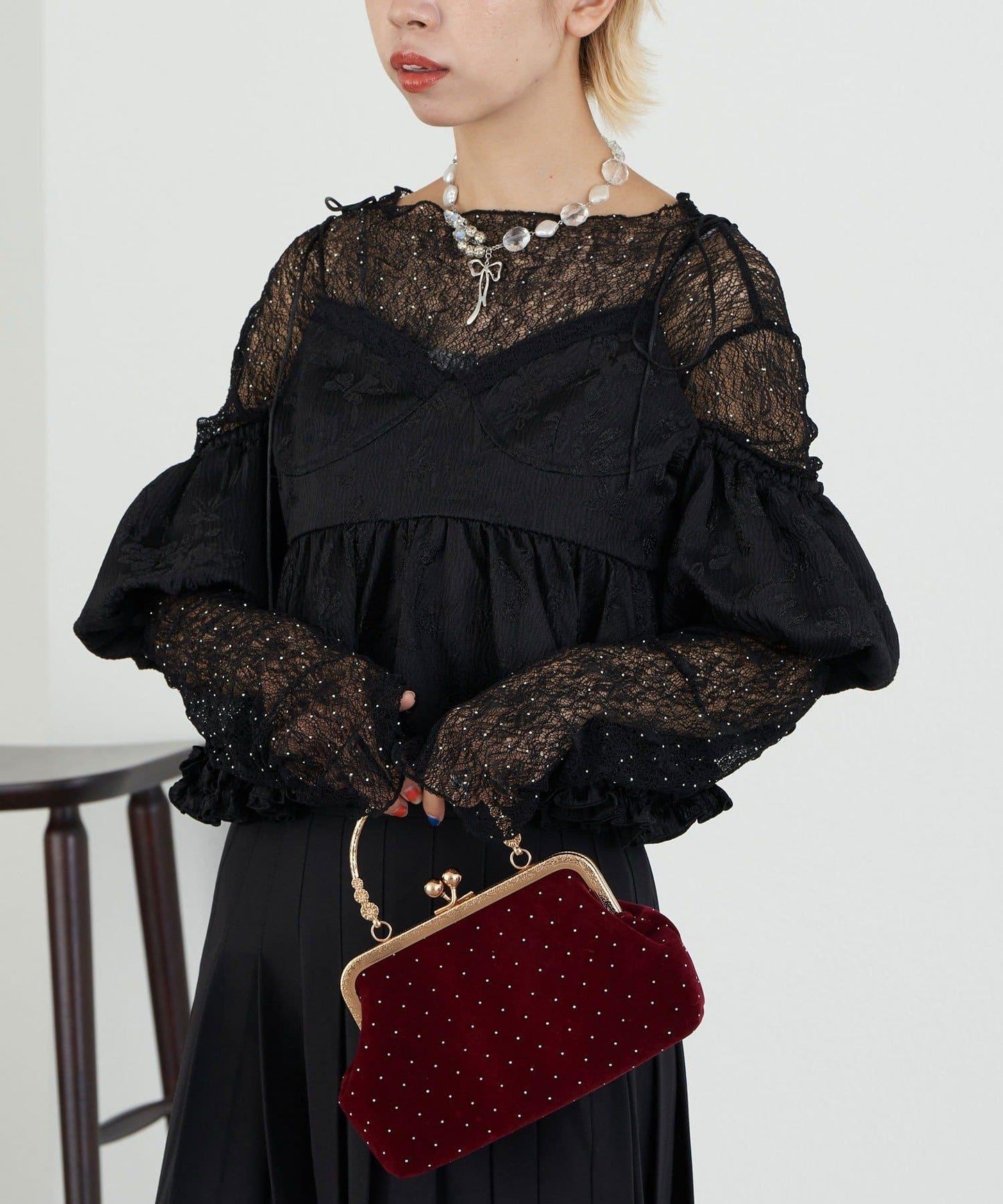 【Ciaopanic】【Lumé】一字肩荷葉邊吊帶上衣