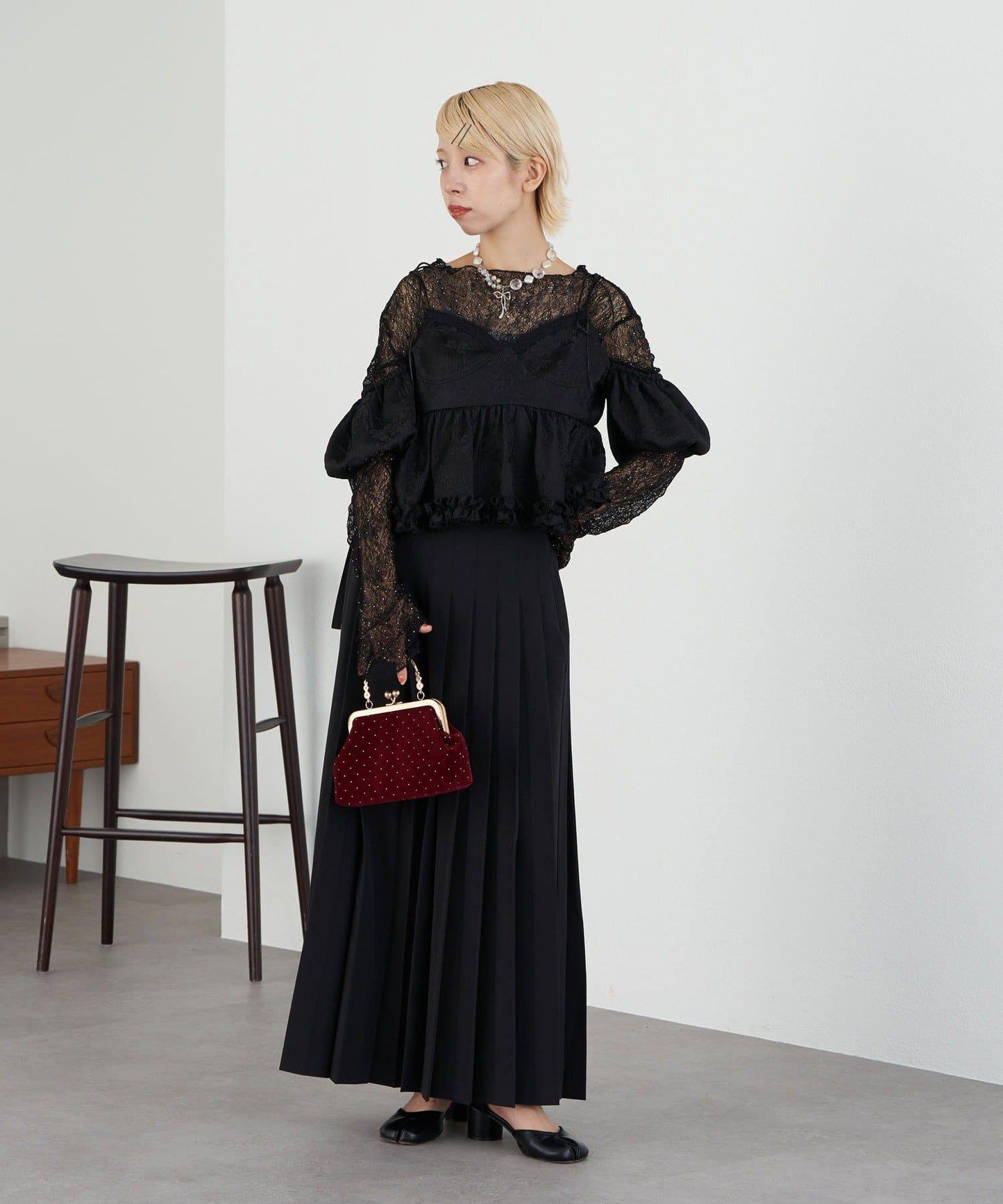 【Ciaopanic】【Lumé】一字肩荷葉邊吊帶上衣