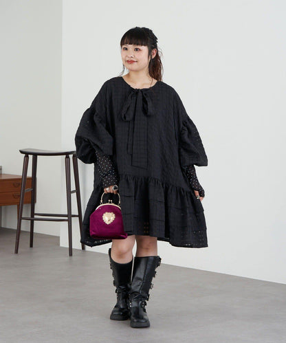 【Ciaopanic】【Lumé】透視格紋寬鬆大廓形迷你連衣裙