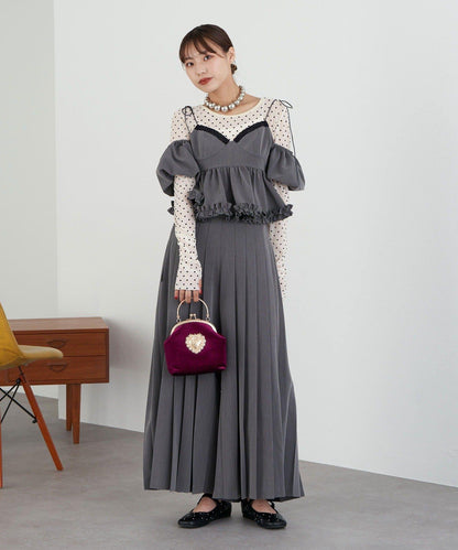 【Ciaopanic】【Lumé】一字肩荷葉邊吊帶上衣