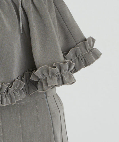 【Ciaopanic】【Lumé】一字肩荷葉邊吊帶上衣