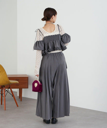 【Ciaopanic】【Lumé】一字肩荷葉邊吊帶上衣