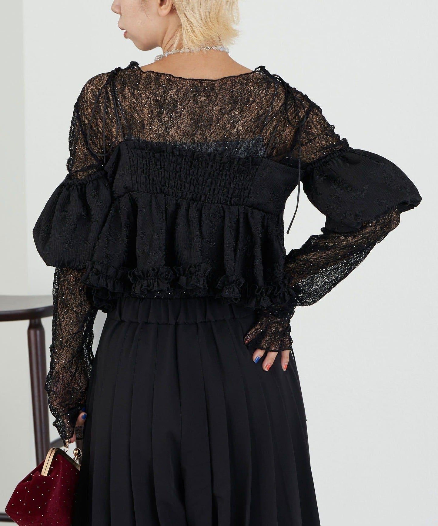 【Ciaopanic】【Lumé】一字肩荷葉邊吊帶上衣