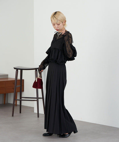 【Ciaopanic】【Lumé】一字肩荷葉邊吊帶上衣