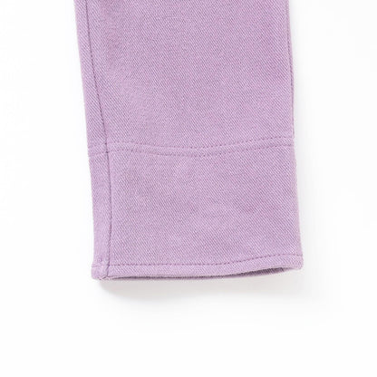 翻邊花邊口袋針織斜紋長褲