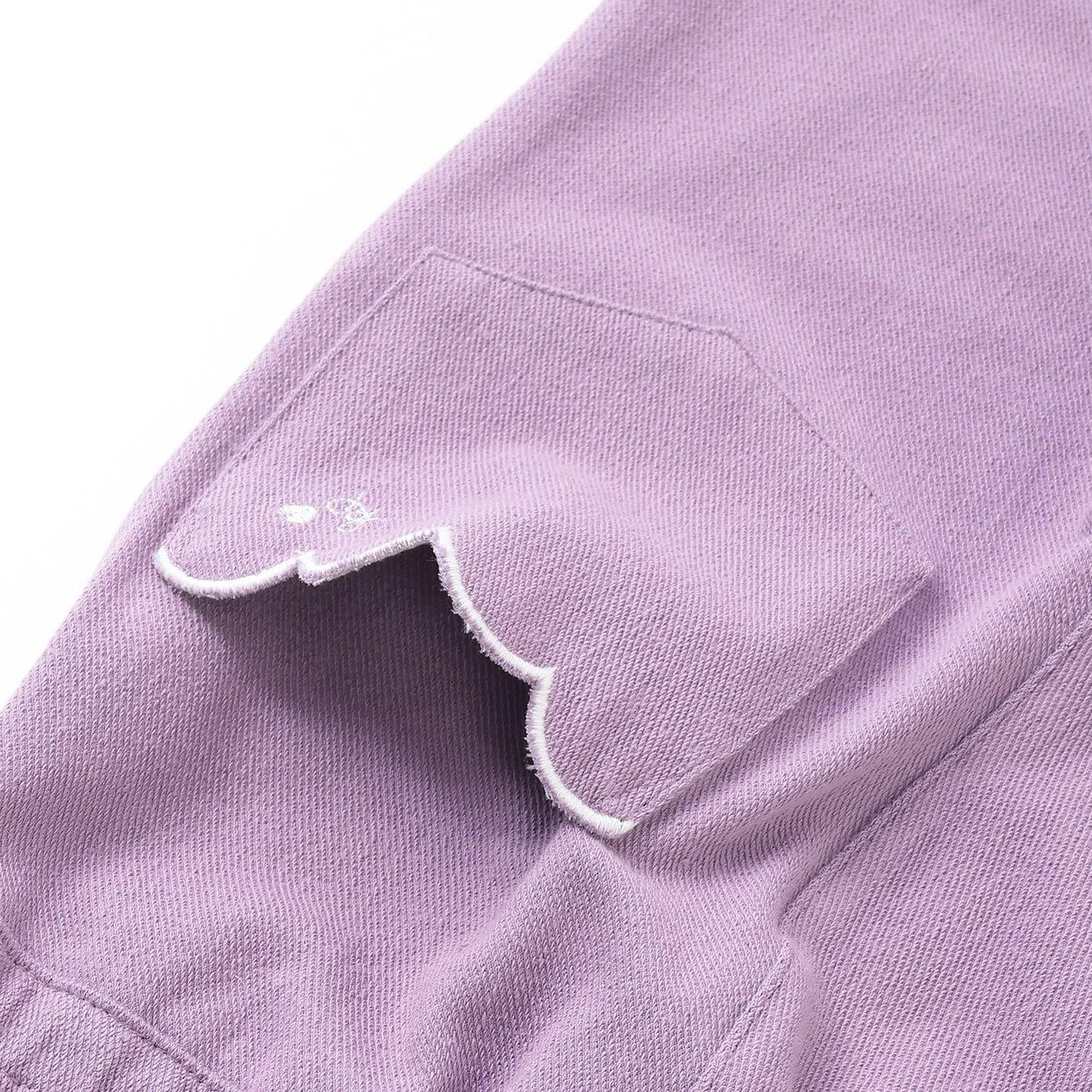 翻邊花邊口袋針織斜紋長褲