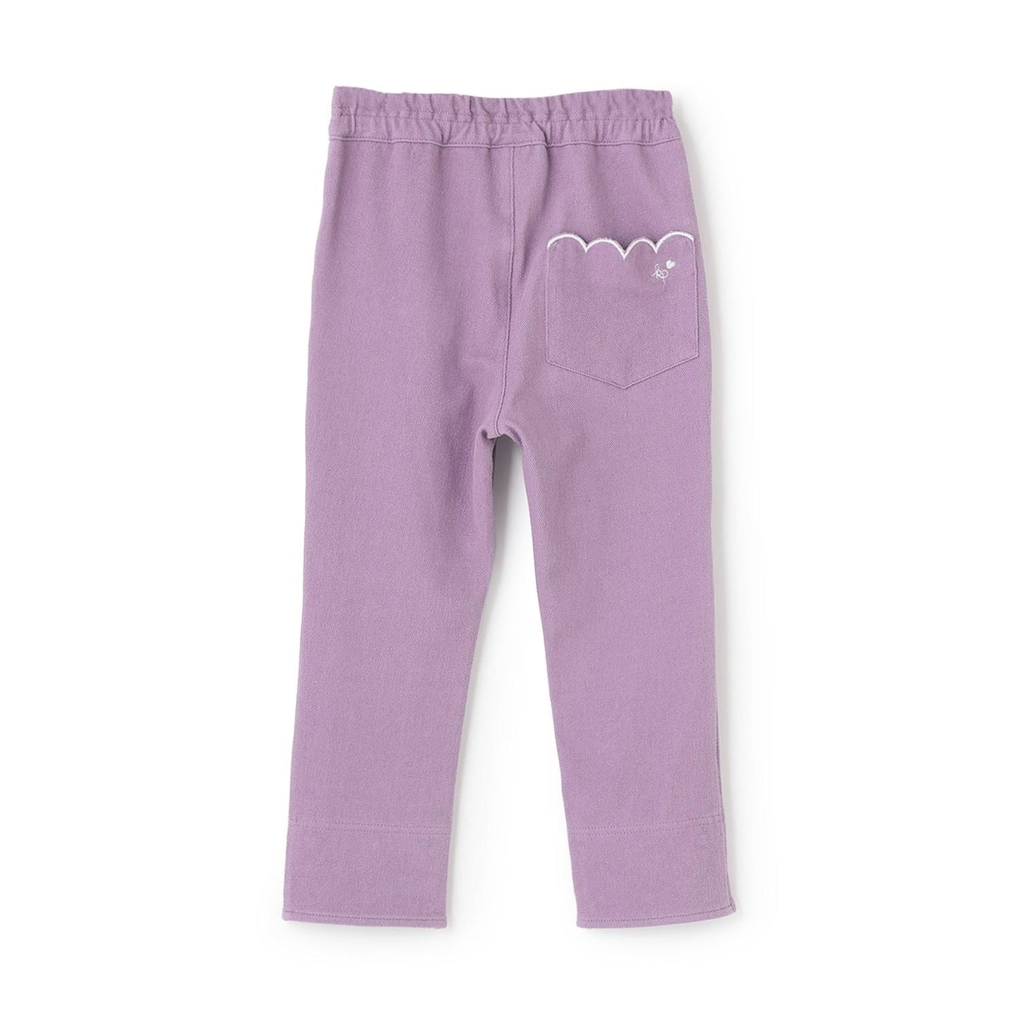 翻邊花邊口袋針織斜紋長褲