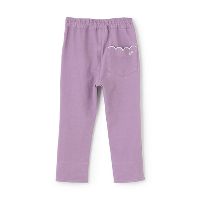 翻邊花邊口袋針織斜紋長褲