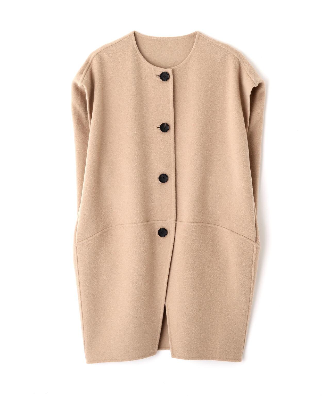 固體羊毛無領開衫