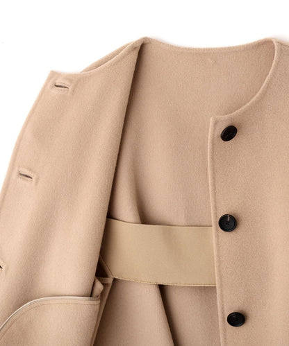 固體羊毛無領開衫