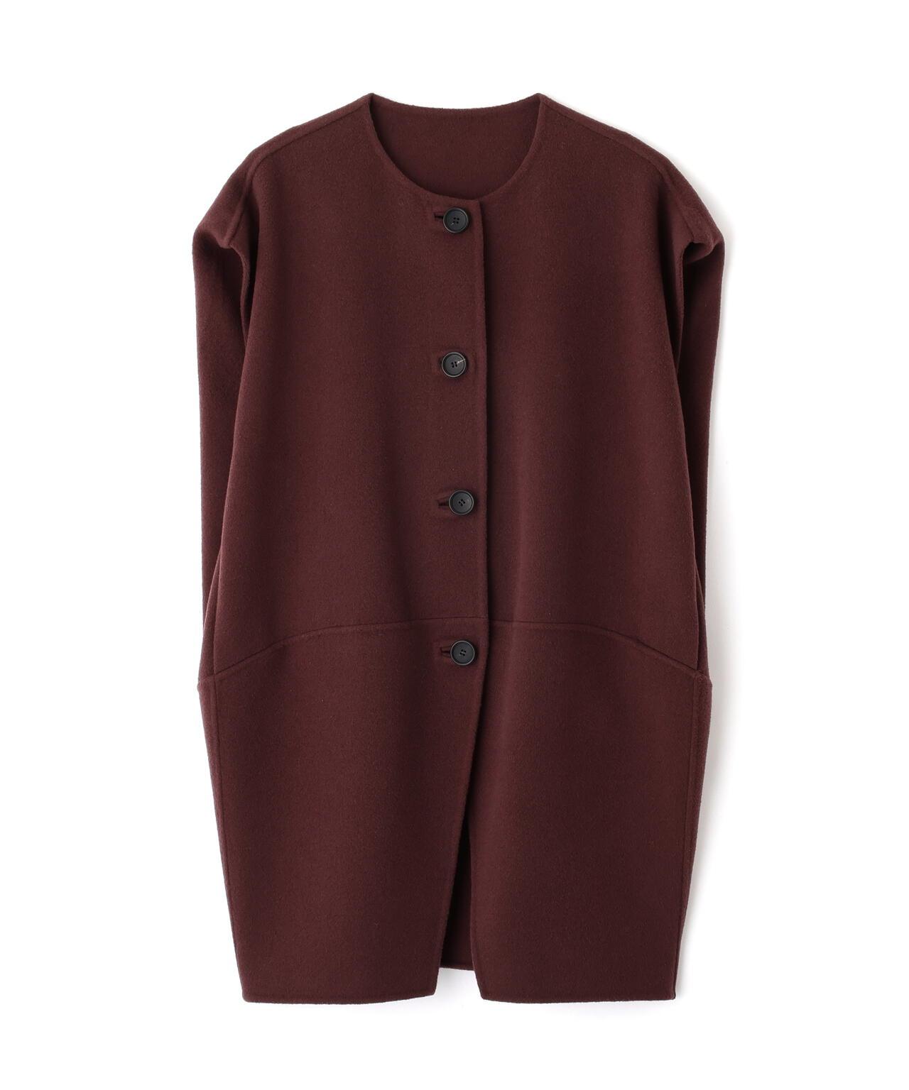 固體羊毛無領開衫