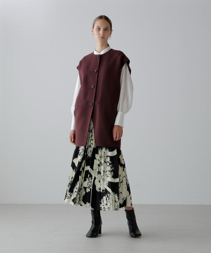 固體羊毛無領開衫