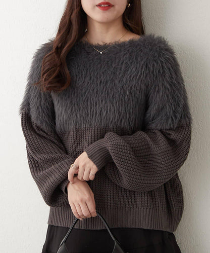 切換絨毛套頭衫