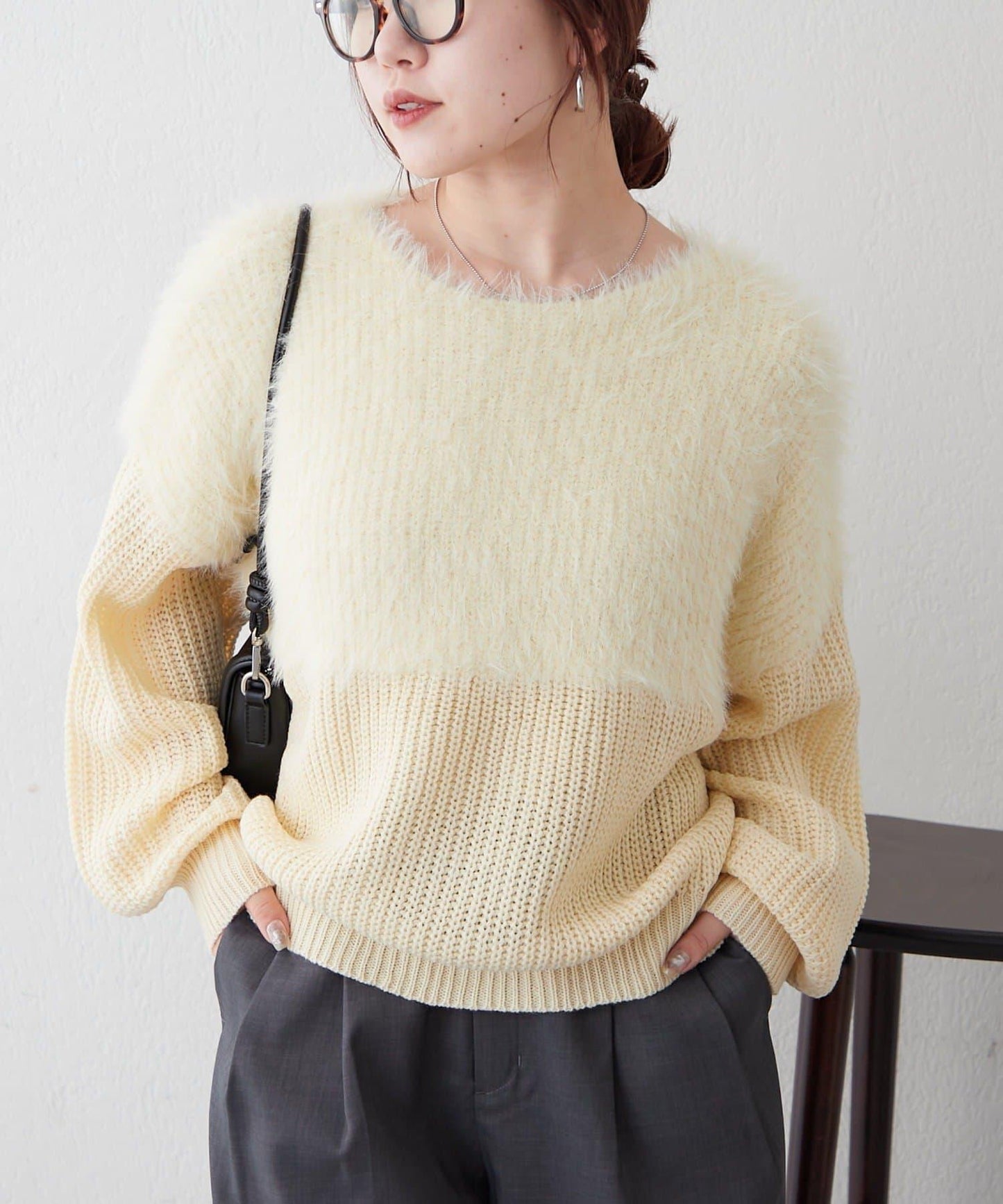 切換絨毛套頭衫