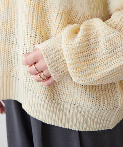 切換絨毛套頭衫