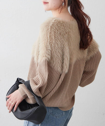 切換絨毛套頭衫