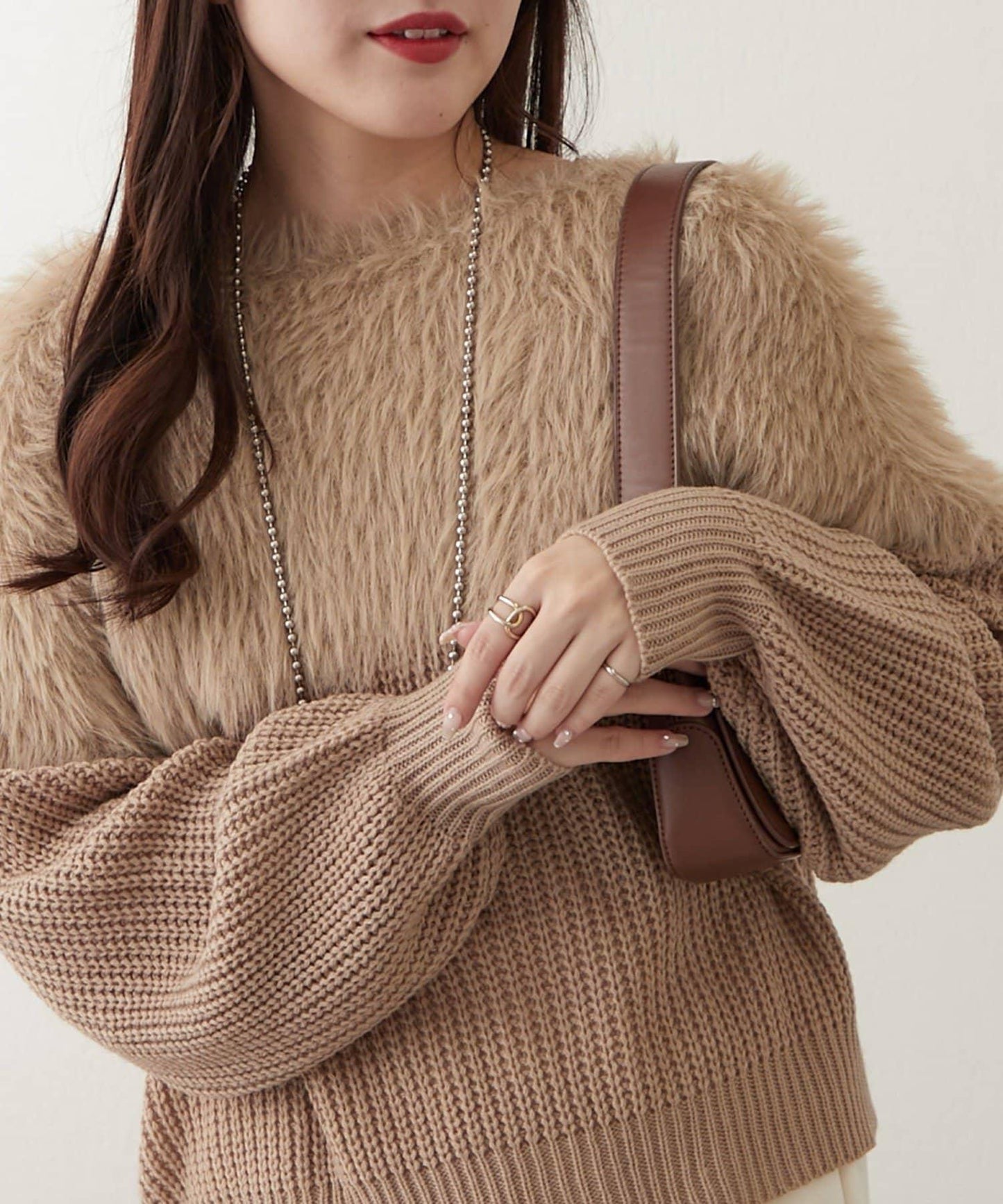 切換絨毛套頭衫