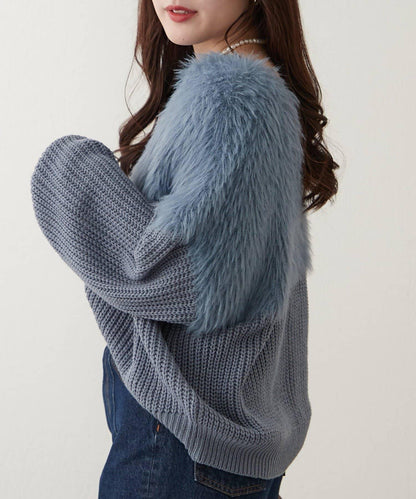 切換絨毛套頭衫