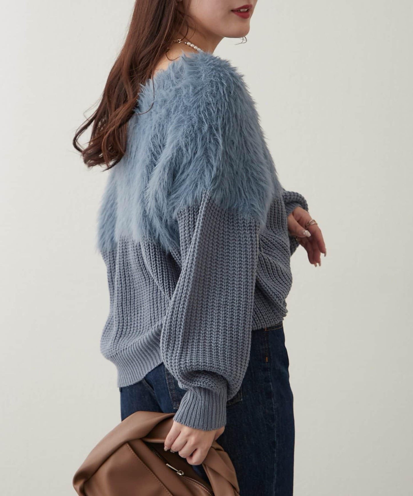 切換絨毛套頭衫