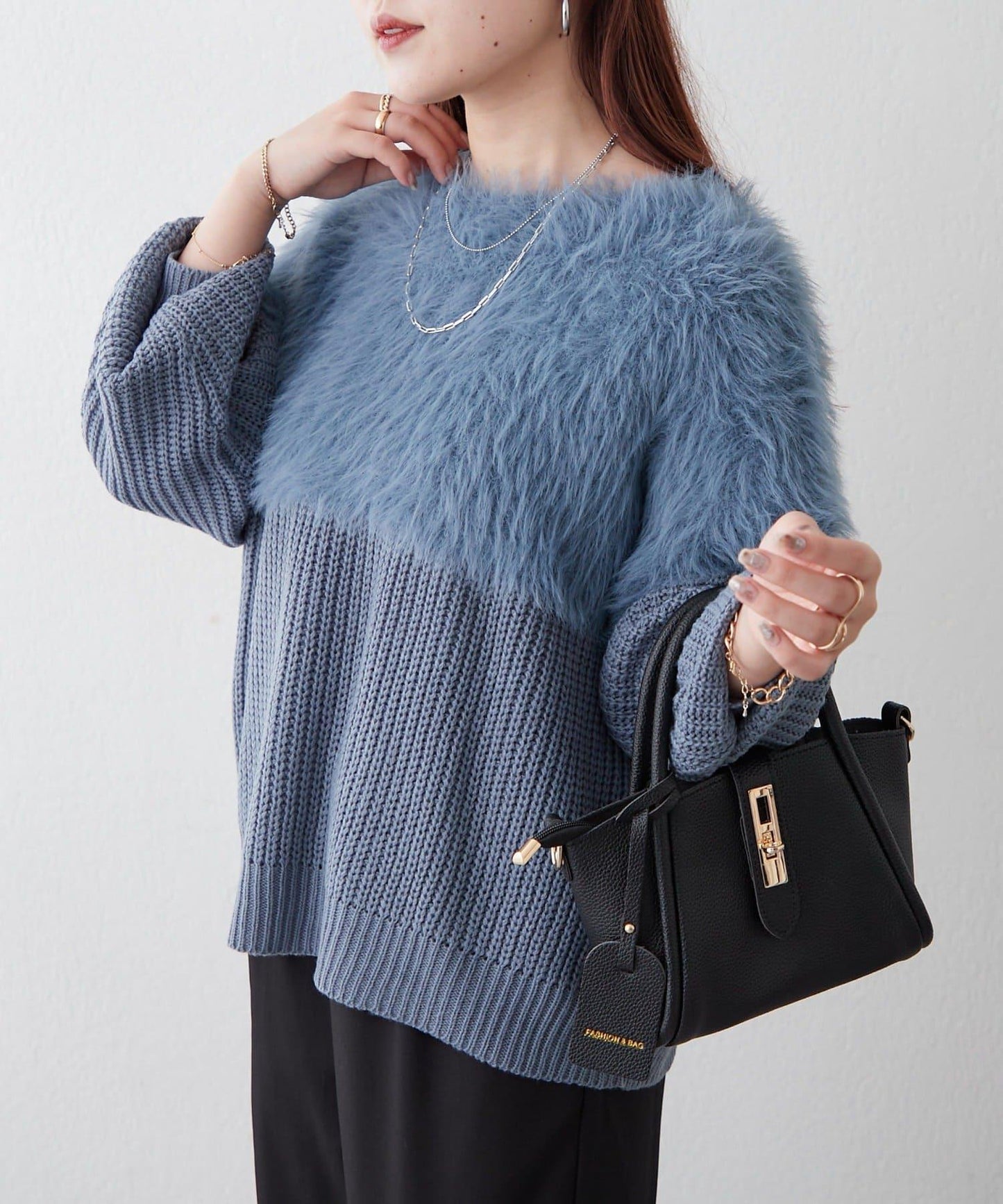 切換絨毛套頭衫