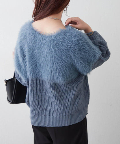 切換絨毛套頭衫