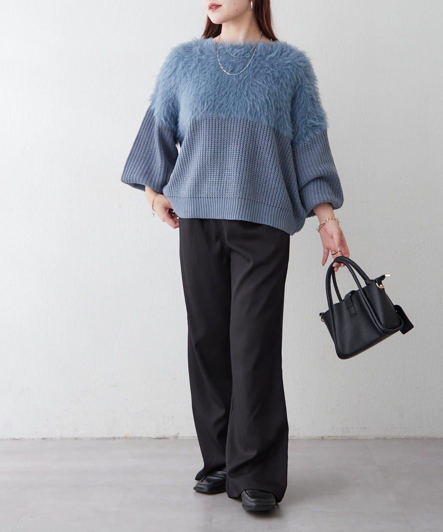 切換絨毛套頭衫