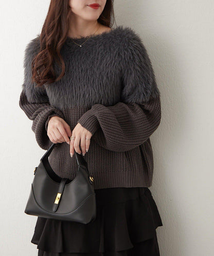 切換絨毛套頭衫