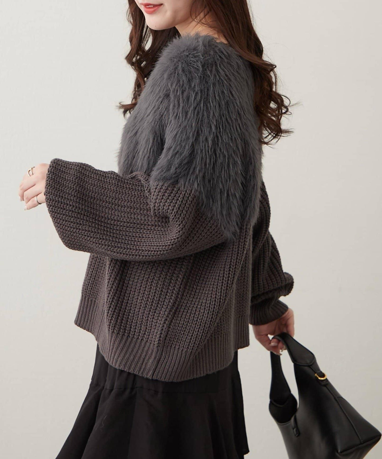 切換絨毛套頭衫