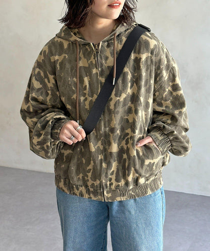 全印花帆布拉鍊衛衣