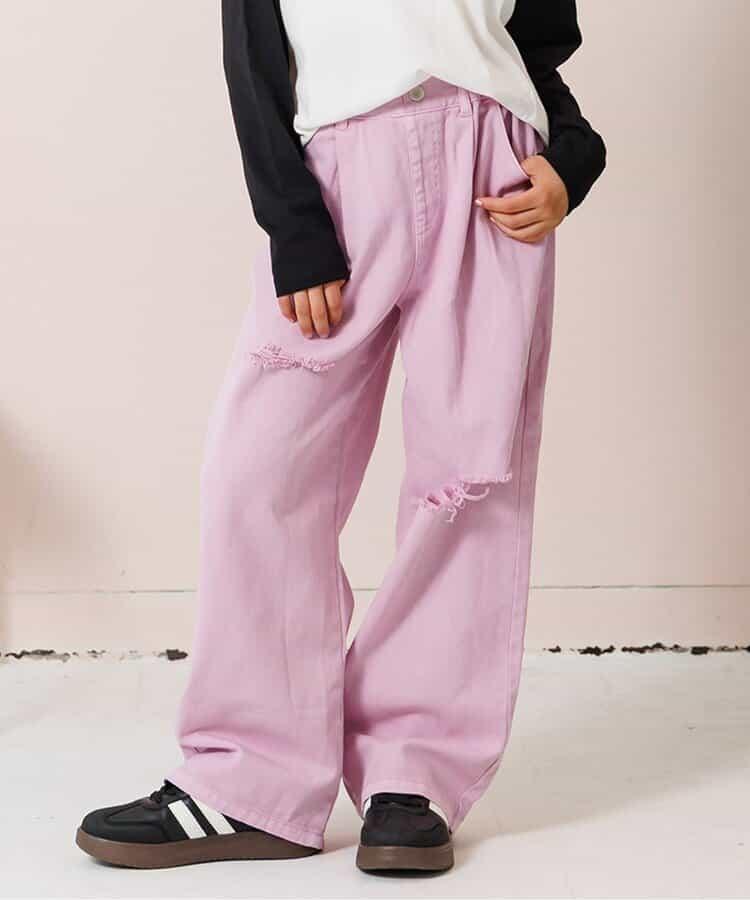 彩色磨邊褲