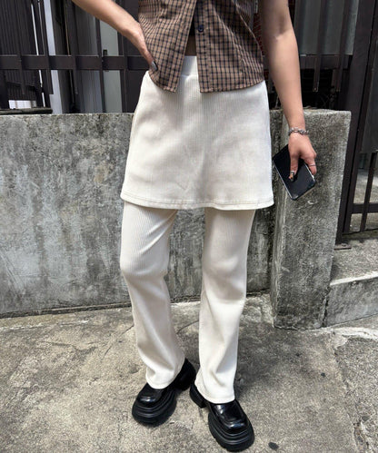 羅紋疊穿裙褲