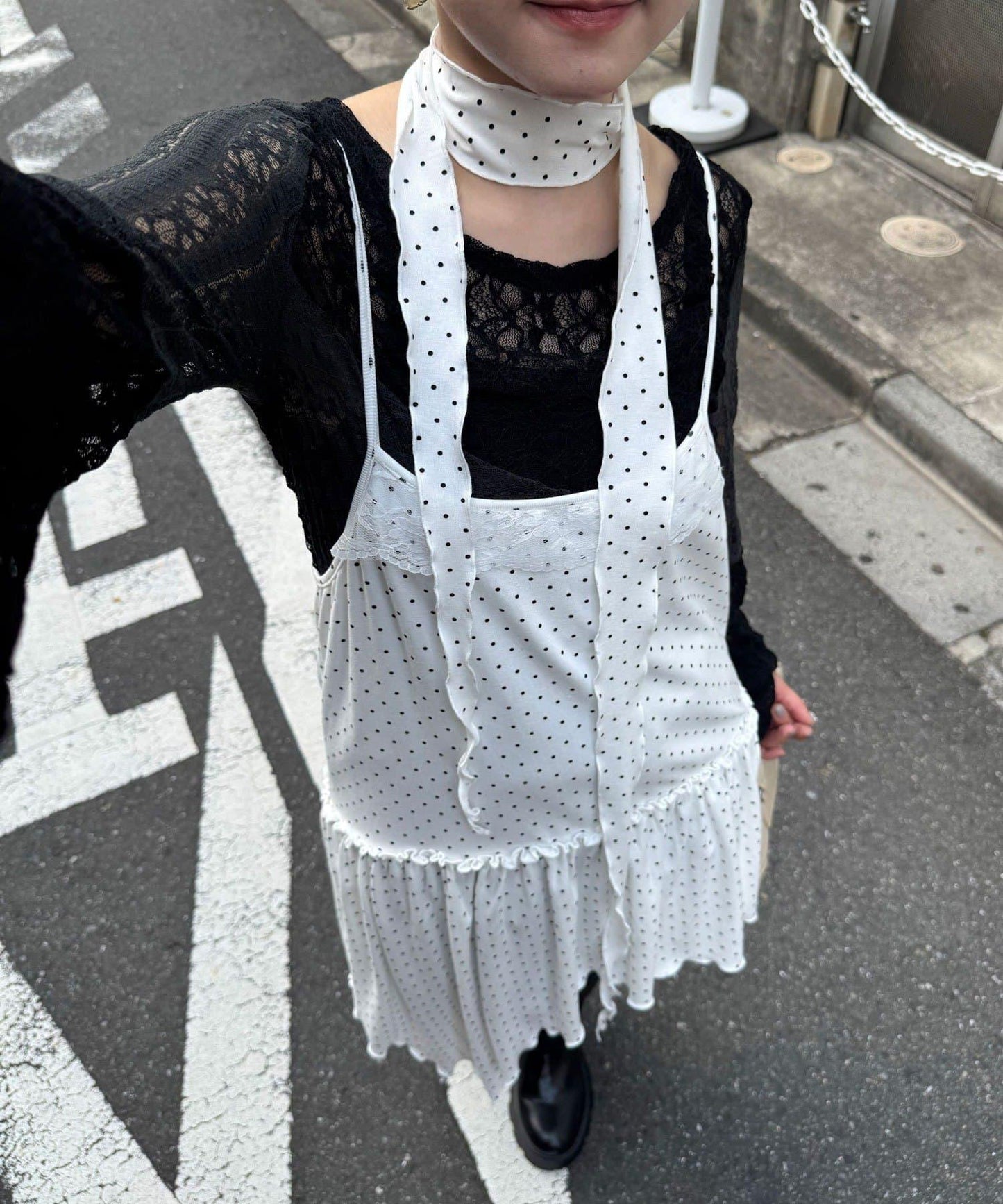 【Ciaopanic】項圈套裝波點不對稱吊帶連衣裙