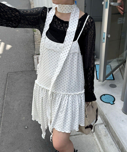 【Ciaopanic】項圈套裝波點不對稱吊帶連衣裙