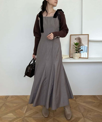 【一個接一個】蝴蝶結吊帶連衣裙