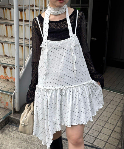 【Ciaopanic】項圈套裝波點不對稱吊帶連衣裙