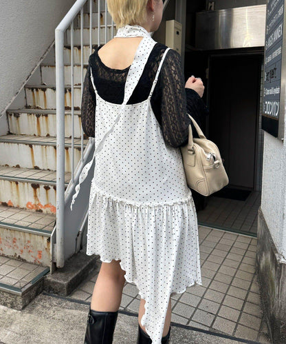 【Ciaopanic】項圈套裝波點不對稱吊帶連衣裙