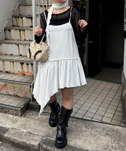 【Ciaopanic】項圈套裝波點不對稱吊帶連衣裙